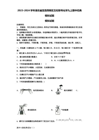 2023-2024学年湖北省宜昌西陵区五校联考化学九上期中经典模拟试题含解析.doc
