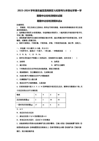 2023-2024学年湖北省宜昌高新区七校联考九年级化学第一学期期中达标检测模拟试题含解析.doc