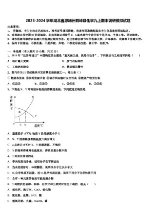 2023-2024学年湖北省恩施州鹤峰县化学九上期末调研模拟试题含解析.doc