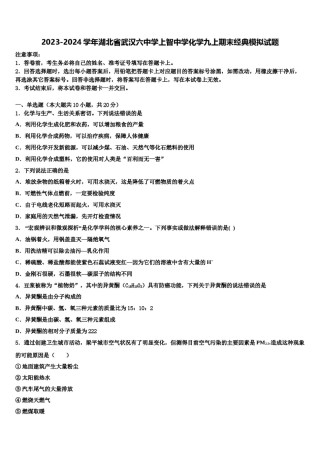 2023-2024学年湖北省武汉六中学上智中学化学九上期末经典模拟试题含解析.doc