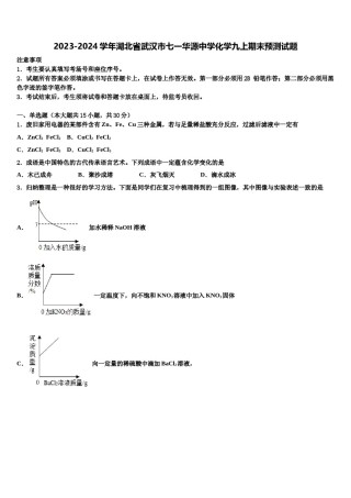 2023-2024学年湖北省武汉市七一华源中学化学九上期末预测试题含解析.doc