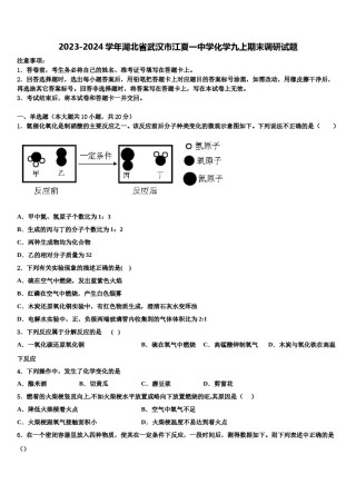 2023-2024学年湖北省武汉市江夏一中学化学九上期末调研试题含解析.doc