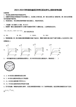 2023-2024学年湖北省武汉市硚口区化学九上期末统考试题含解析.doc