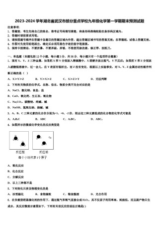 2023-2024学年湖北省武汉市部分重点学校九年级化学第一学期期末预测试题含解析.doc