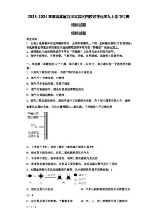 2023-2024学年湖北省武汉武昌区四校联考化学九上期中经典模拟试题含解析.doc