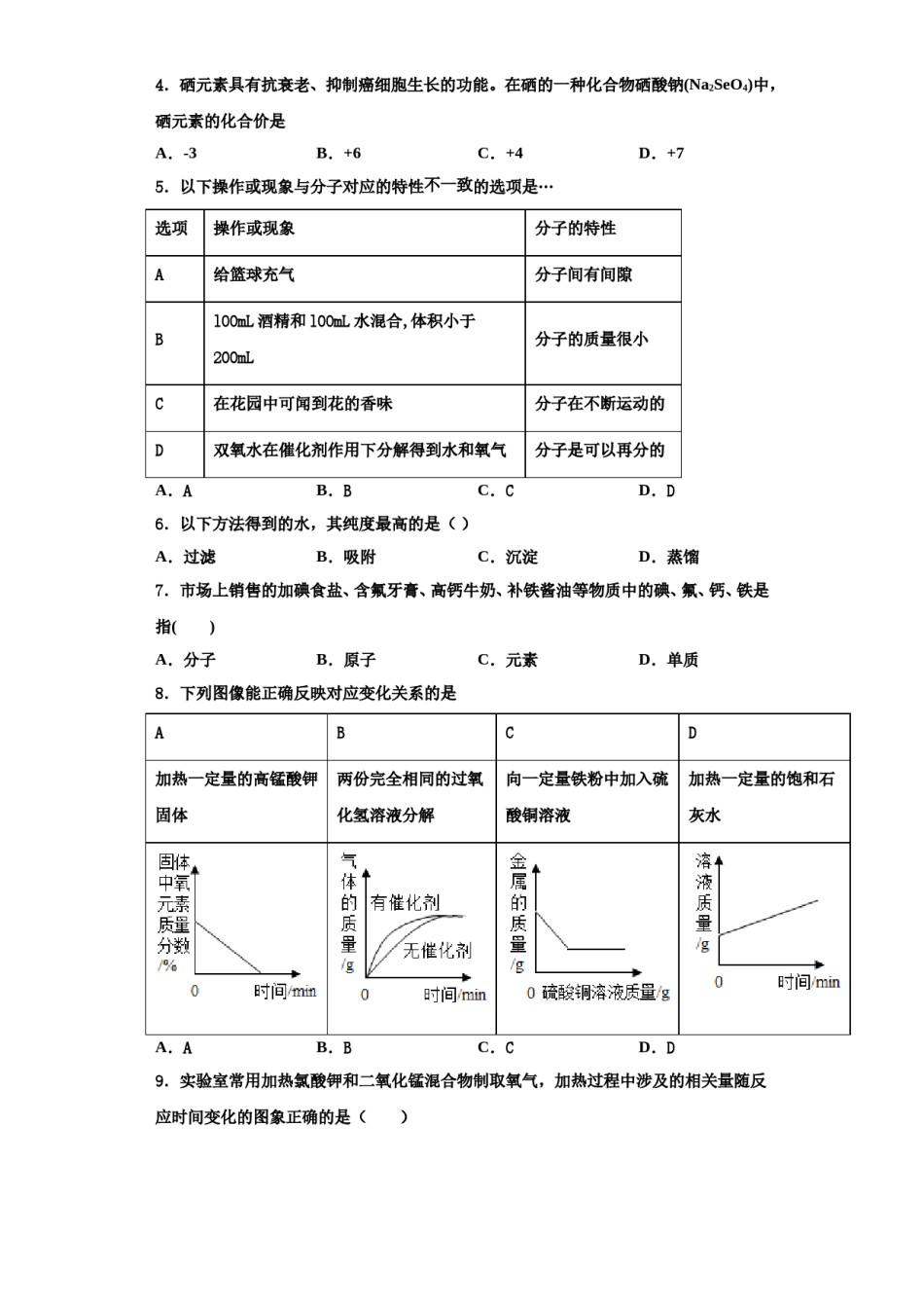 2023-2024学年湖北省武汉汉阳区四校联考九年级化学第一学期期中达标检测模拟试题含解析.doc_第2页