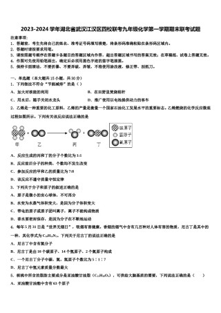 2023-2024学年湖北省武汉江汉区四校联考九年级化学第一学期期末联考试题含解析.doc