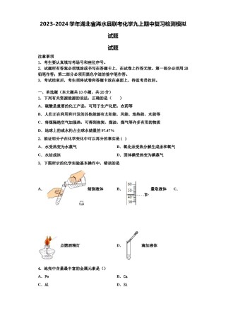 2023-2024学年湖北省浠水县联考化学九上期中复习检测模拟试题含解析.doc