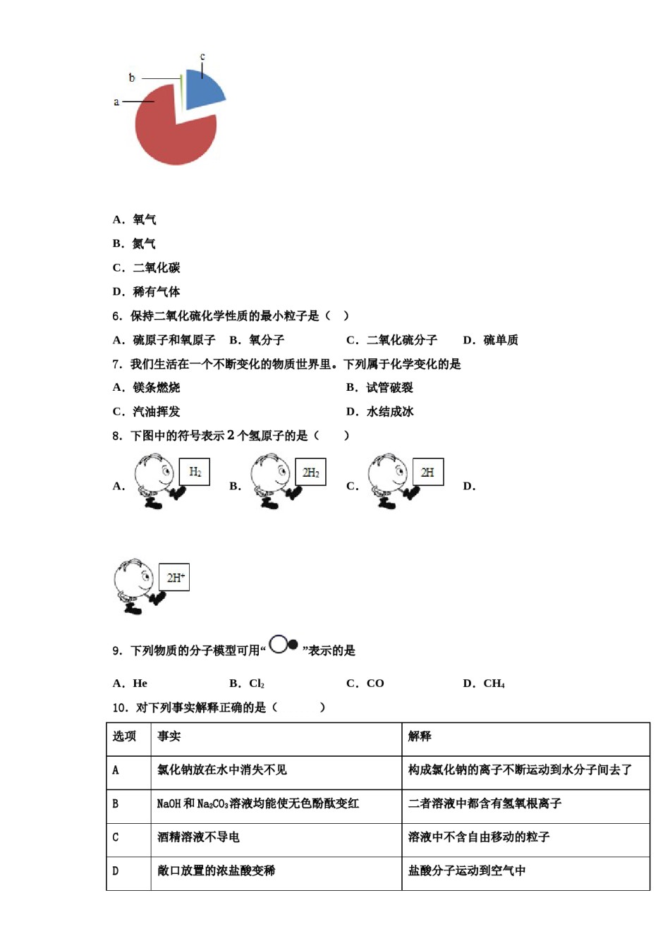 2023-2024学年湖北省潜江市张金镇铁匠沟初级中学化学九上期中质量检测模拟试题含解析.doc_第2页