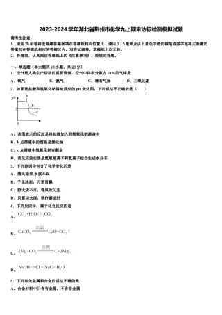 2023-2024学年湖北省荆州市化学九上期末达标检测模拟试题含解析.doc