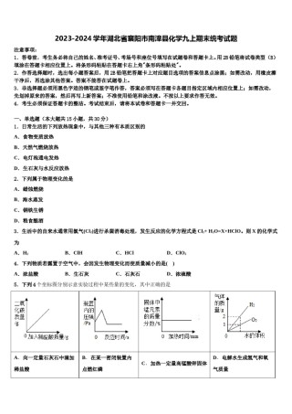 2023-2024学年湖北省襄阳市南漳县化学九上期末统考试题含解析.doc