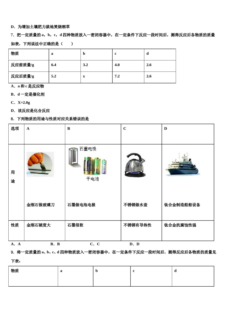 2023-2024学年湖北省襄阳市吴店镇清潭第一中学化学九上期末达标测试试题含解析.doc_第2页