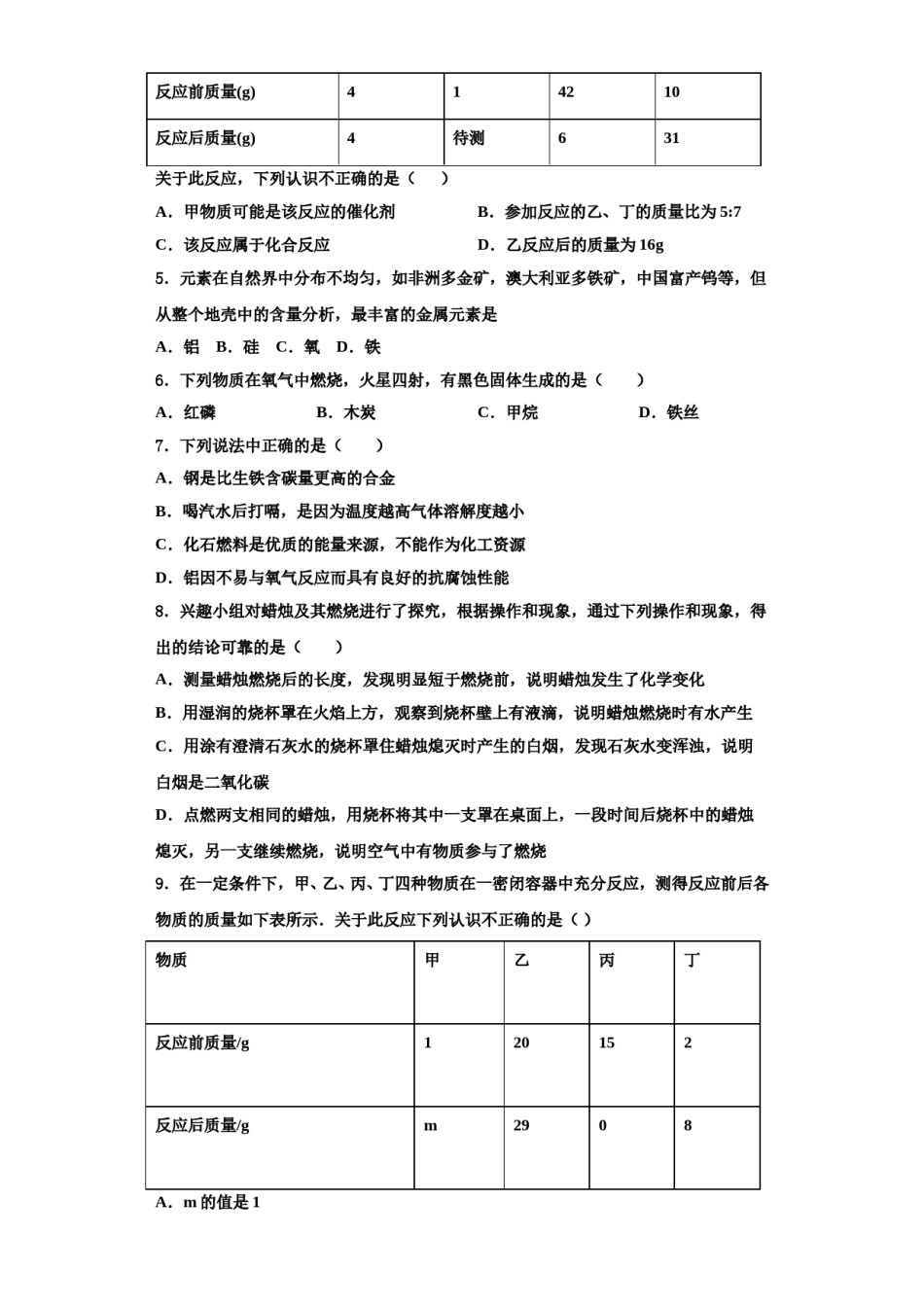 2023-2024学年湖北省襄阳市枣阳化学九年级第一学期期中考试模拟试题含解析.doc_第2页