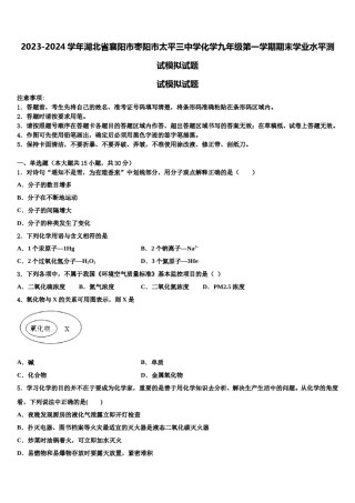 2023-2024学年湖北省襄阳市枣阳市太平三中学化学九年级第一学期期末学业水平测试模拟试题含解析.doc