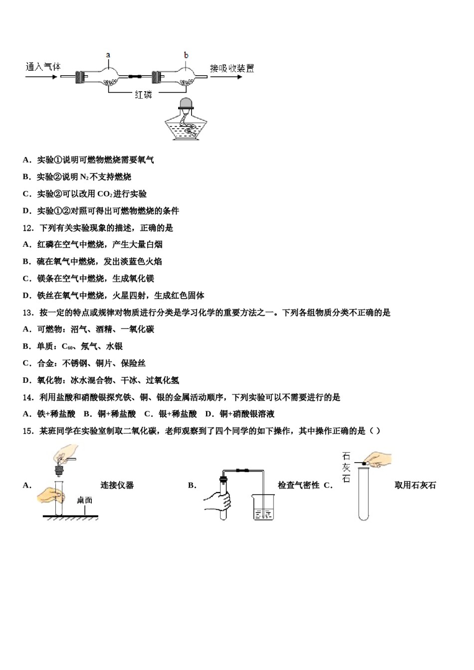 2023-2024学年湖北省襄阳市枣阳市徐寨中学九年级化学第一学期期末达标检测试题含解析.doc_第3页