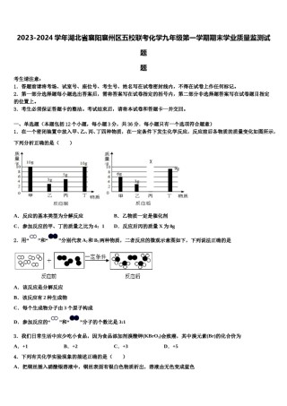 2023-2024学年湖北省襄阳襄州区五校联考化学九年级第一学期期末学业质量监测试题含解析.doc