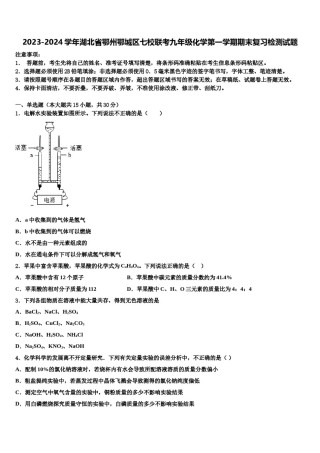 2023-2024学年湖北省鄂州鄂城区七校联考九年级化学第一学期期末复习检测试题含解析.doc