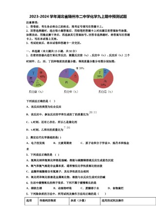2023-2024学年湖北省随州市二中学化学九上期中预测试题含解析.doc
