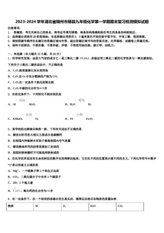 2023-2024学年湖北省随州市随县九年级化学第一学期期末复习检测模拟试题含解析.doc
