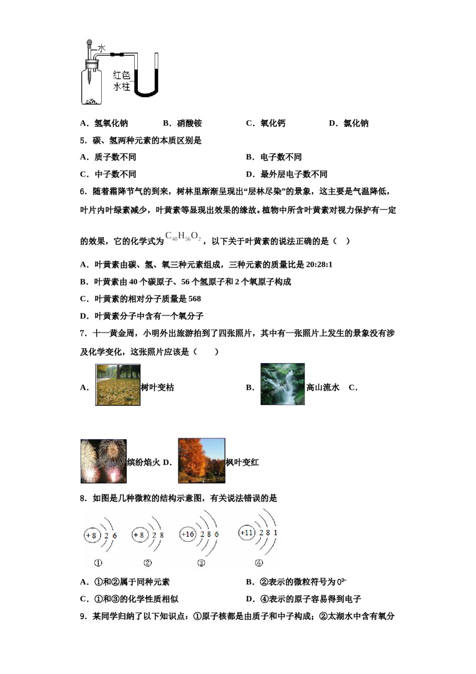 2023-2024学年湖北省随州随县联考化学九上期中质量检测试题含解析.doc_第2页