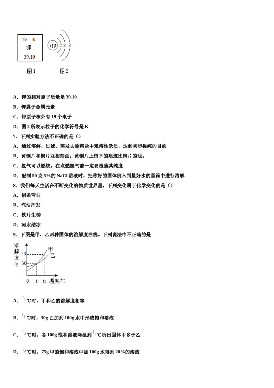 2023-2024学年湖北省黄冈实验中学九年级化学第一学期期末质量跟踪监视模拟试题含解析.doc_第2页