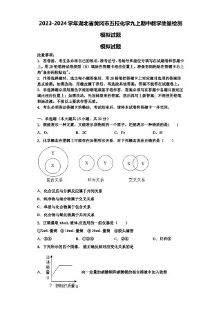 2023-2024学年湖北省黄冈市五校化学九上期中教学质量检测模拟试题含解析.doc