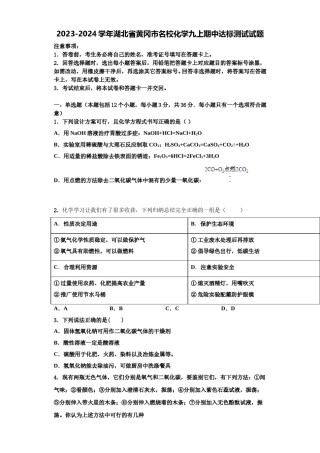2023-2024学年湖北省黄冈市名校化学九上期中达标测试试题含解析.doc