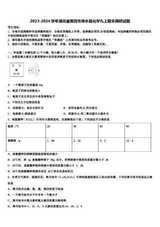 2023-2024学年湖北省黄冈市浠水县化学九上期末调研试题含解析.doc
