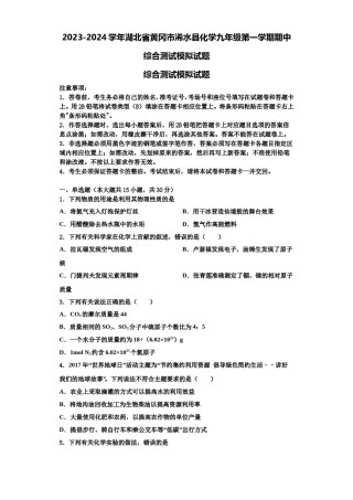 2023-2024学年湖北省黄冈市浠水县化学九年级第一学期期中综合测试模拟试题含解析.doc