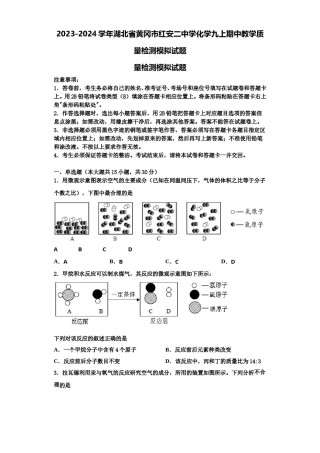 2023-2024学年湖北省黄冈市红安二中学化学九上期中教学质量检测模拟试题含解析.doc