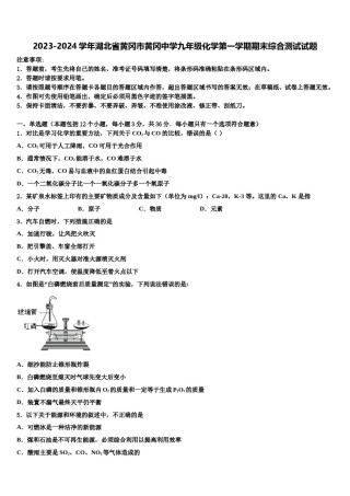 2023-2024学年湖北省黄冈市黄冈中学九年级化学第一学期期末综合测试试题含解析.doc