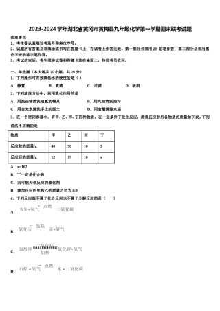 2023-2024学年湖北省黄冈市黄梅县九年级化学第一学期期末联考试题含解析.doc