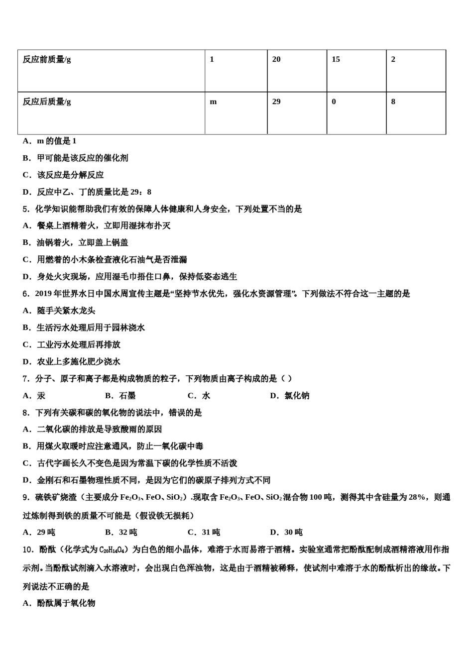 2023-2024学年湖北省黄州思源实验学校九年级化学第一学期期末达标检测模拟试题含解析.doc_第2页