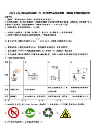 2023-2024学年湖北省黄石市十校联考九年级化学第一学期期末经典模拟试题含解析.doc