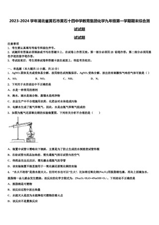2023-2024学年湖北省黄石市黄石十四中学教育集团化学九年级第一学期期末综合测试试题含解析.doc