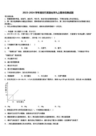 2023-2024学年湖北竹溪县化学九上期末经典试题含解析.doc