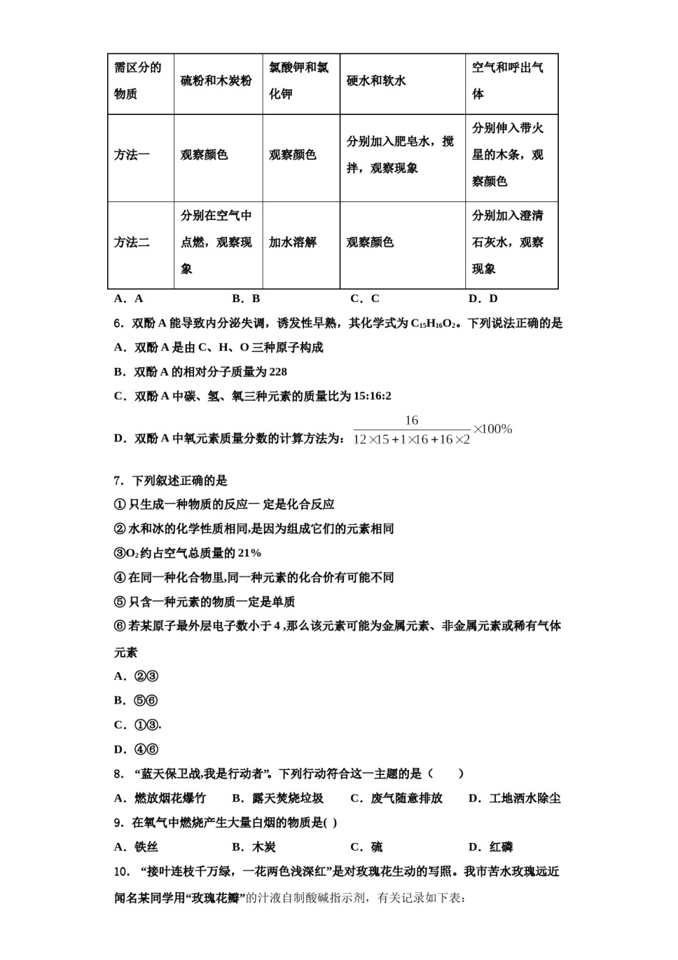 2023-2024学年湖南株洲市景炎学校化学九年级第一学期期中质量跟踪监视试题含解析.doc_第2页
