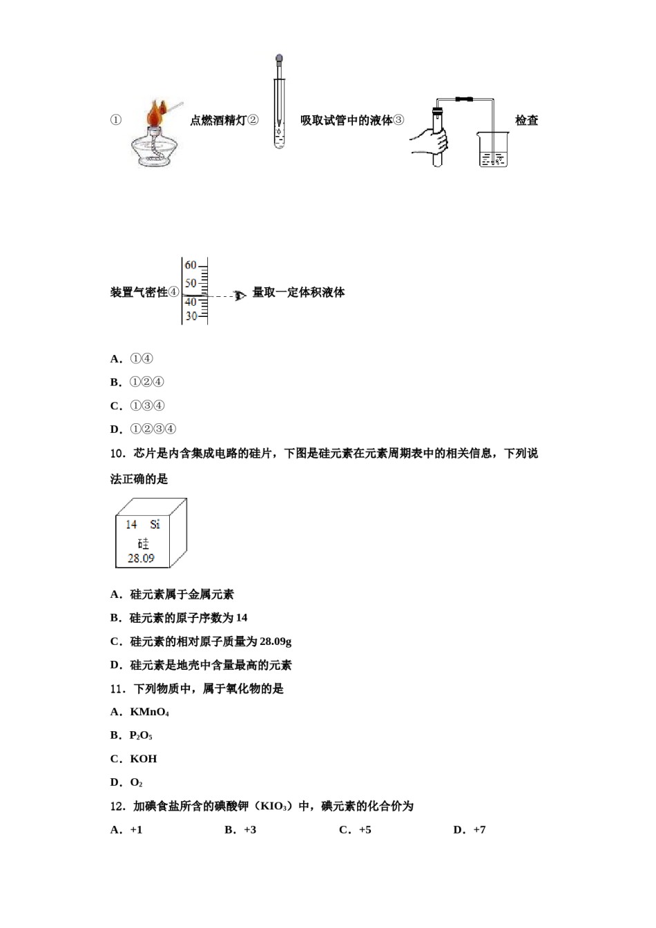 2023-2024学年湖南省娄底市第五中学化学九年级第一学期期中教学质量检测模拟试题含解析.doc_第3页