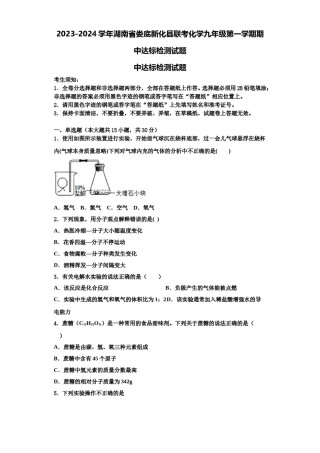 2023-2024学年湖南省娄底新化县联考化学九年级第一学期期中达标检测试题含解析.doc