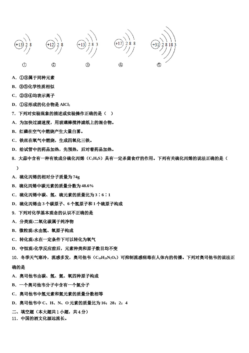 2023-2024学年湖南省师大附中化学九年级第一学期期末复习检测试题含解析.doc_第2页
