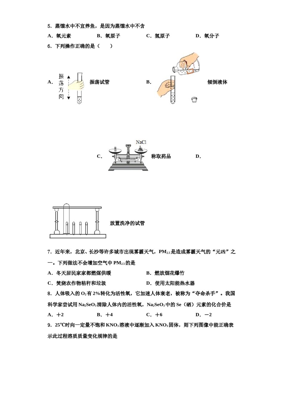 2023-2024学年湖南省师大附中梅溪湖中学九年级化学第一学期期中学业质量监测模拟试题含解析.doc_第2页