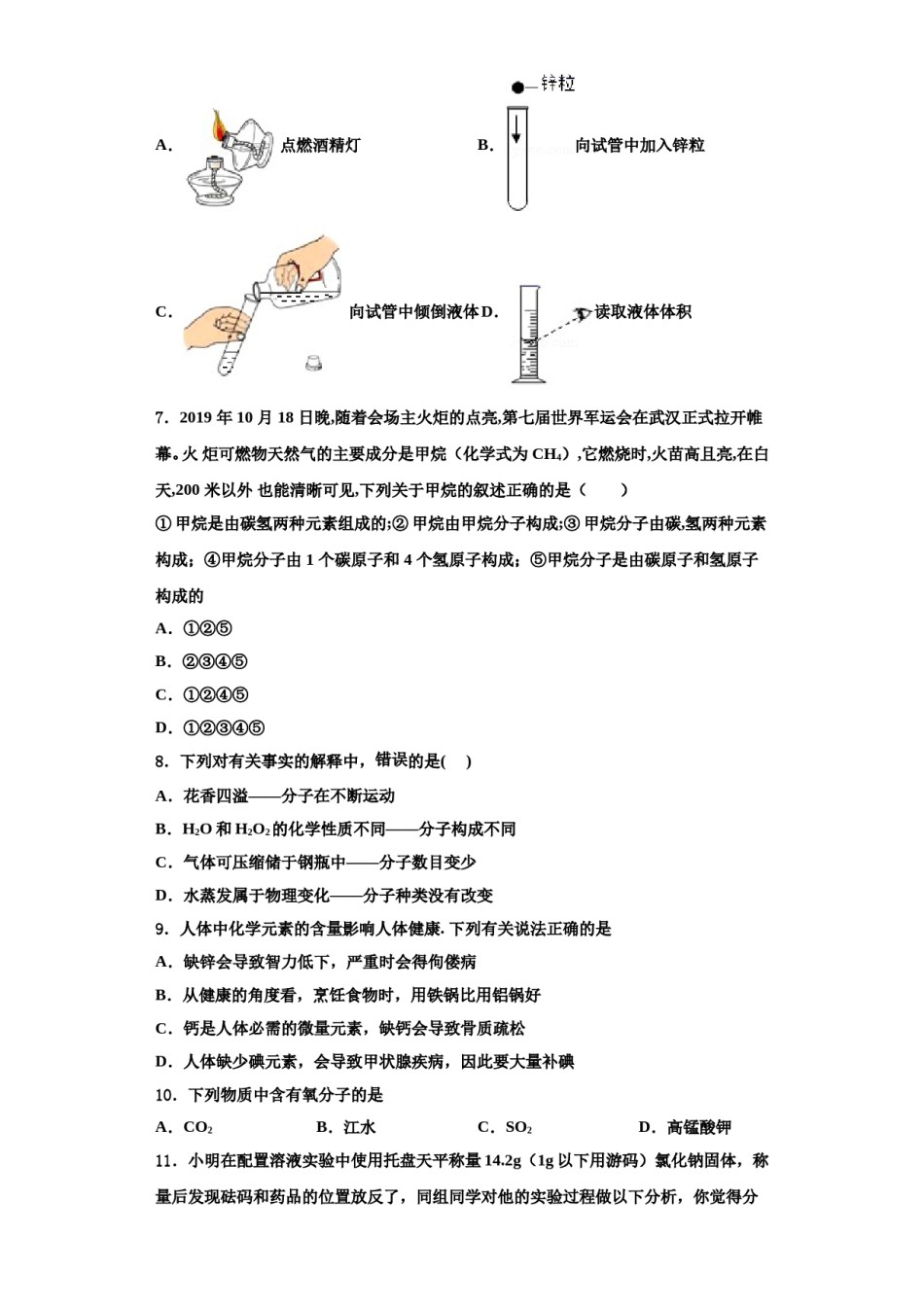 2023-2024学年湖南省常德市芷兰实验学校九年级化学第一学期期中调研试题含解析.doc_第2页