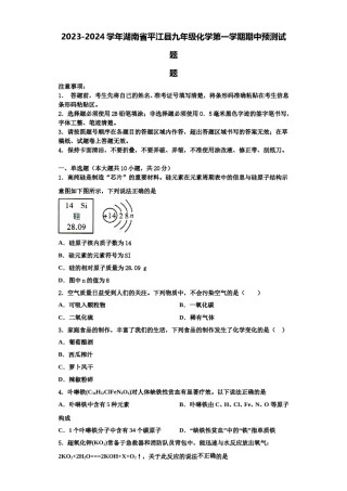 2023-2024学年湖南省平江县九年级化学第一学期期中预测试题含解析.doc