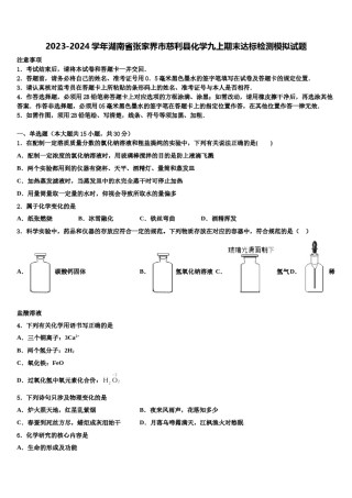2023-2024学年湖南省张家界市慈利县化学九上期末达标检测模拟试题含解析.doc
