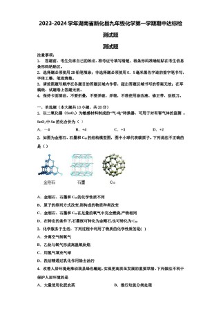 2023-2024学年湖南省新化县九年级化学第一学期期中达标检测试题含解析.doc