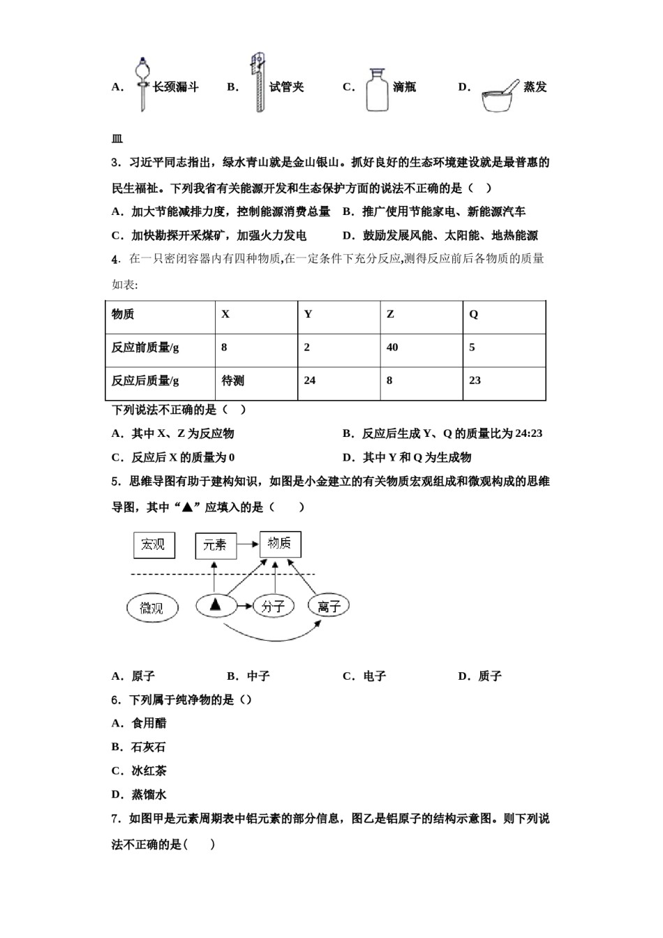 2023-2024学年湖南省永州市新田县化学九年级第一学期期中统考试题含解析.doc_第2页