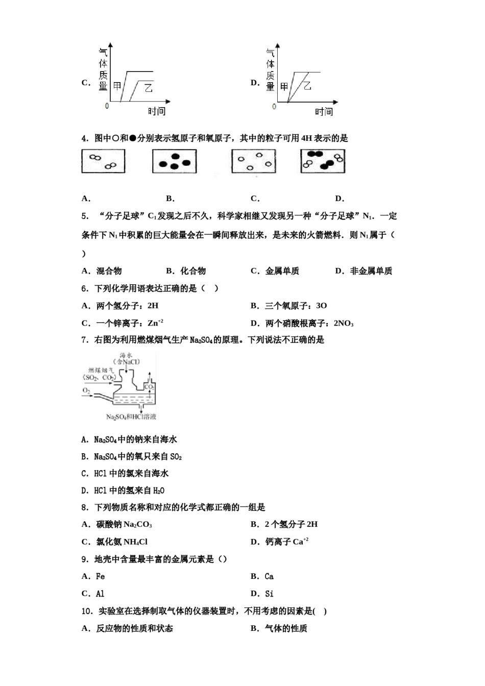 2023-2024学年湖南省永州市祁阳县化学九年级第一学期期中综合测试模拟试题含解析.doc_第2页