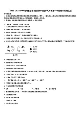 2023-2024学年湖南省永州祁阳县联考化学九年级第一学期期末经典试题含解析.doc