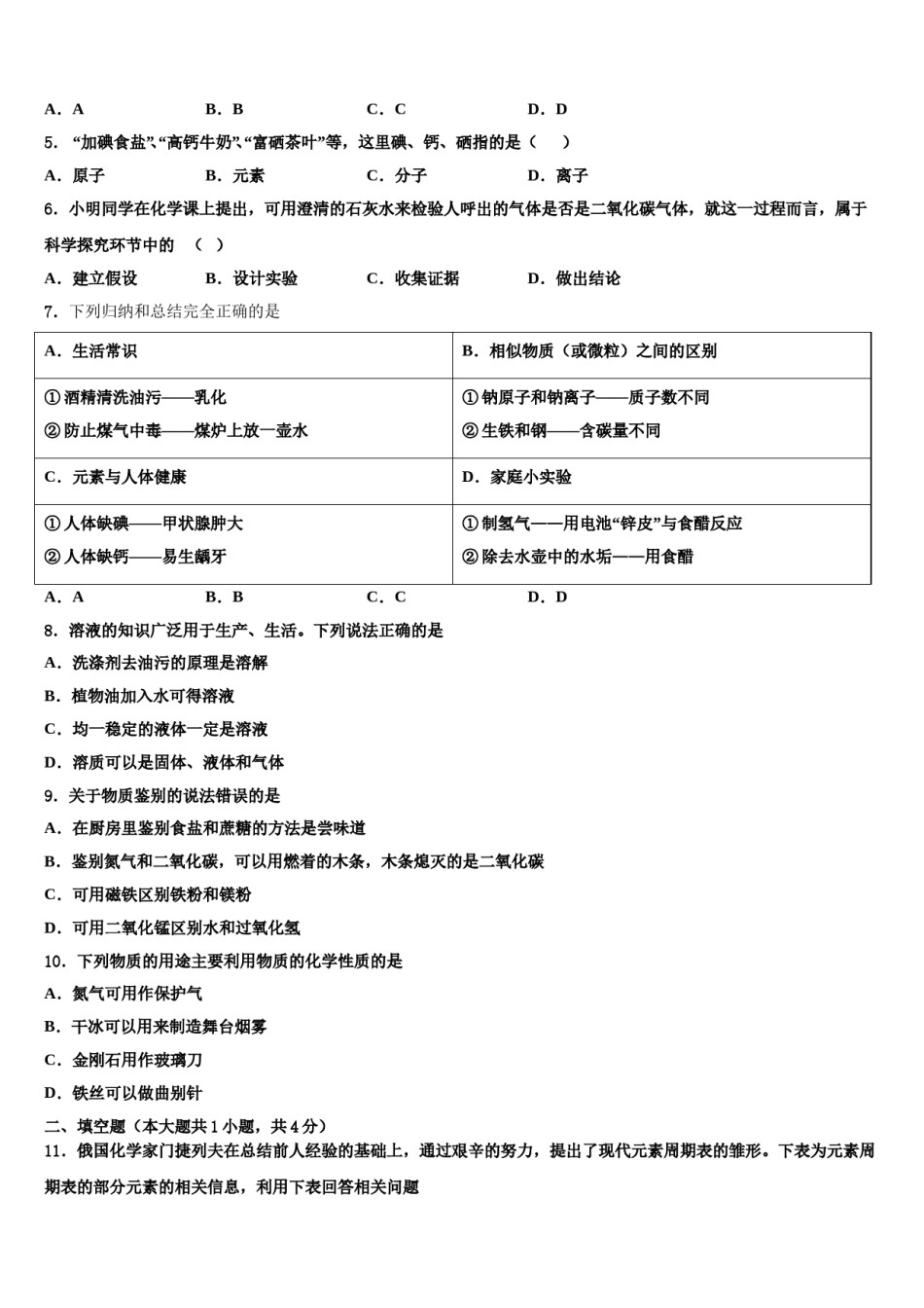 2023-2024学年湖南省涟源市化学九年级第一学期期末学业质量监测试题含解析.doc_第2页
