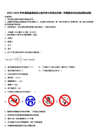 2023-2024学年湖南省澧县张公庙中学九年级化学第一学期期末综合测试模拟试题含解析.doc